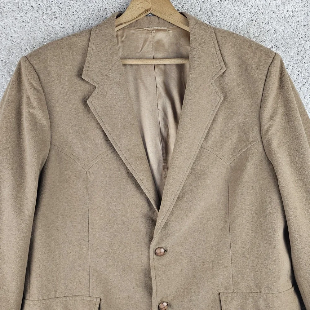 Vintage Circle S Blazer Western Sport Coat Sz 50 L Yoke Made USA Leather Buttons